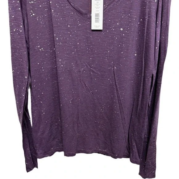Michael Stars CASSIDY L/S VNECK SPLATTER FOIL NWT Purple Glitter One Size - Picture 3 of 6